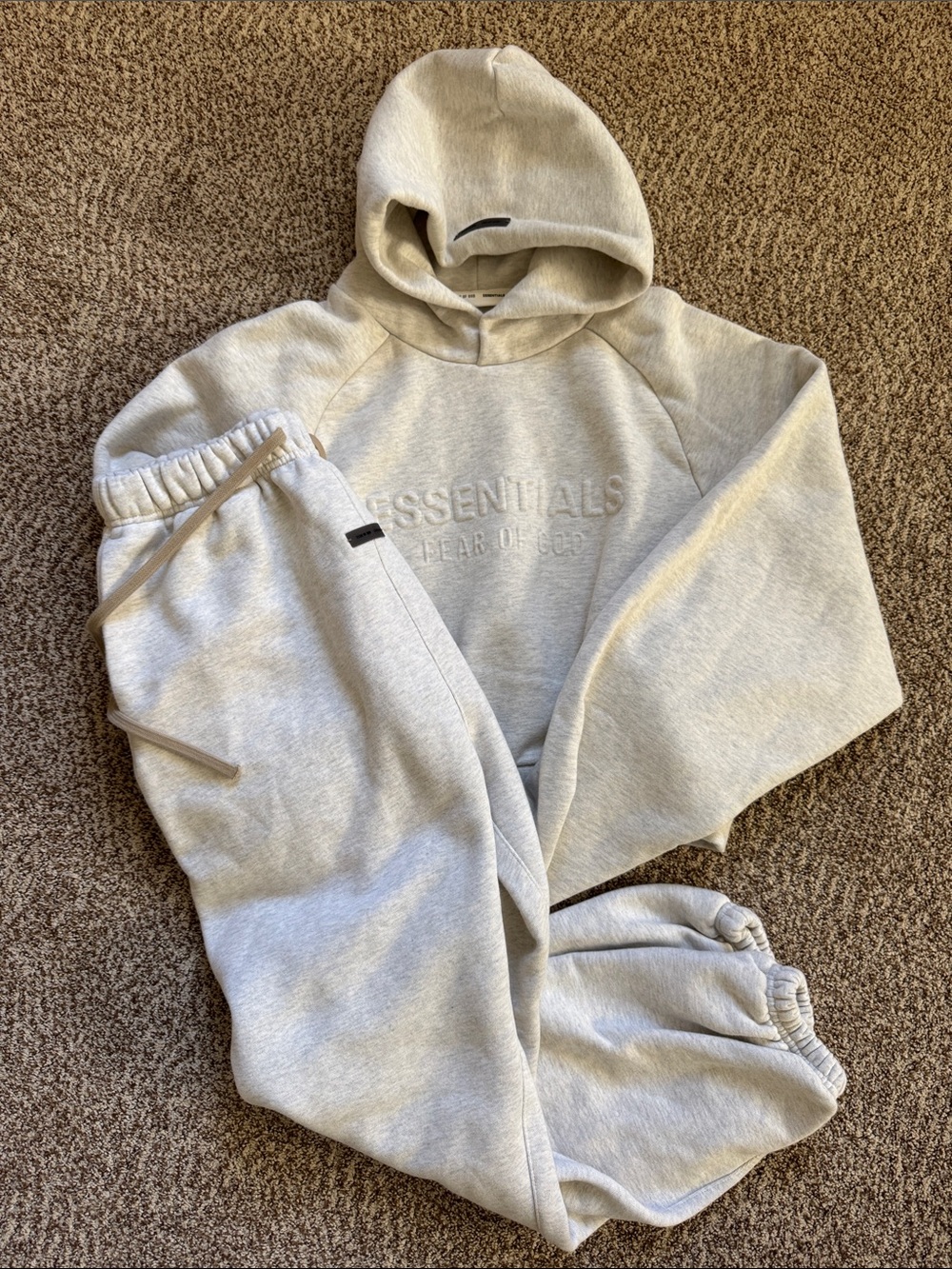 Fear of God Essentials Pullover Hoodie & Sweatpants Set in Light Gray